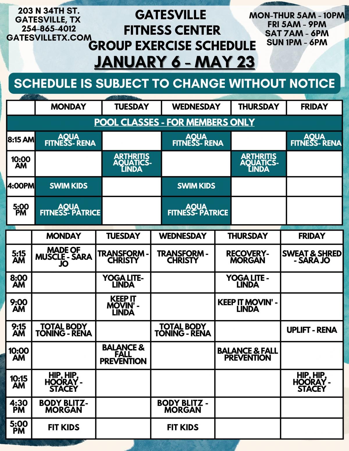 Group Ex Schedule